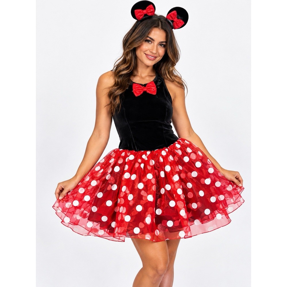 DISNEY Minnie Mouse Adult Woman's Costume Size Large Tutu Dress Barrette Ears
